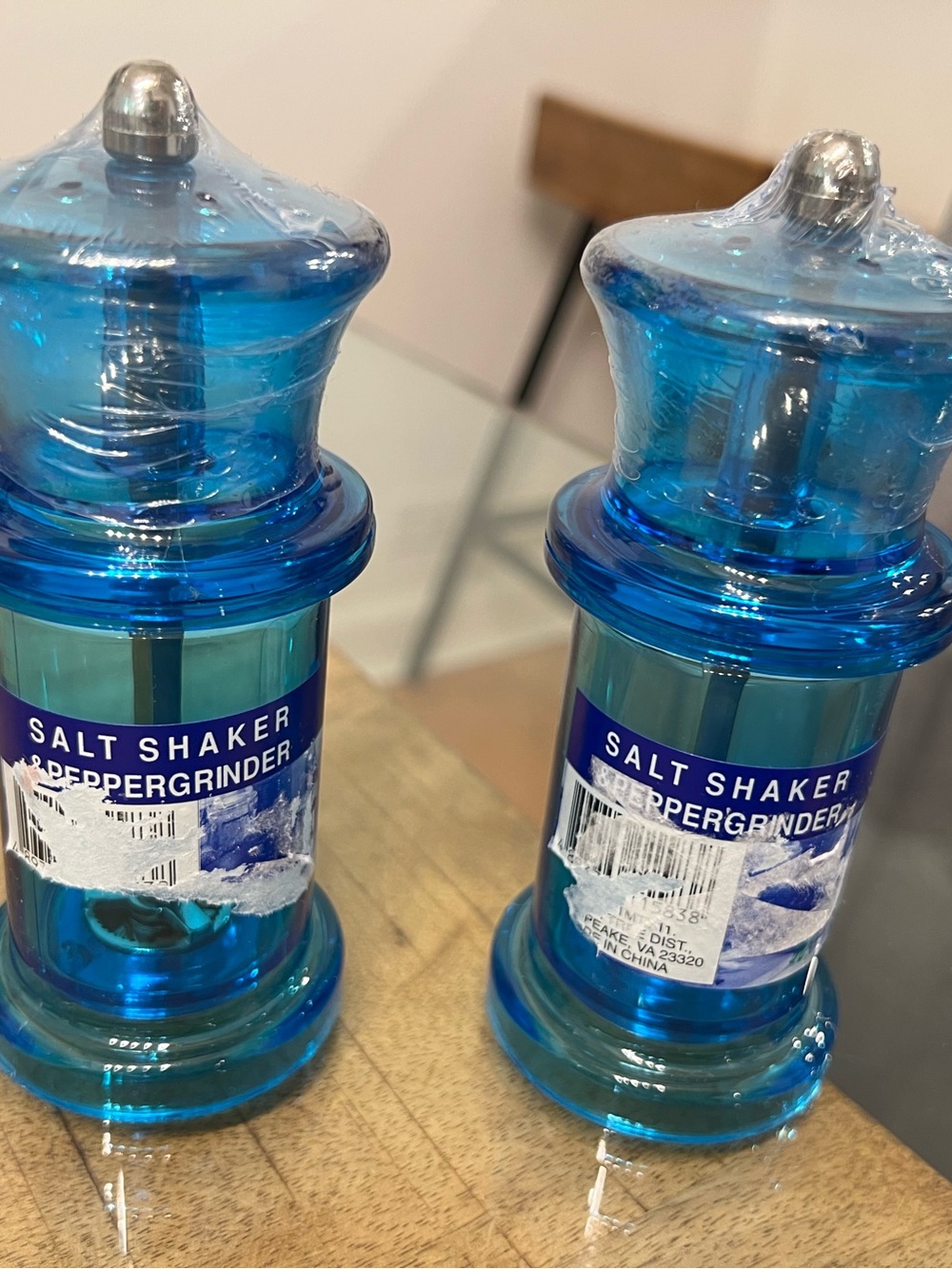 Blue Salt Shaker and Pepper Grinder Set